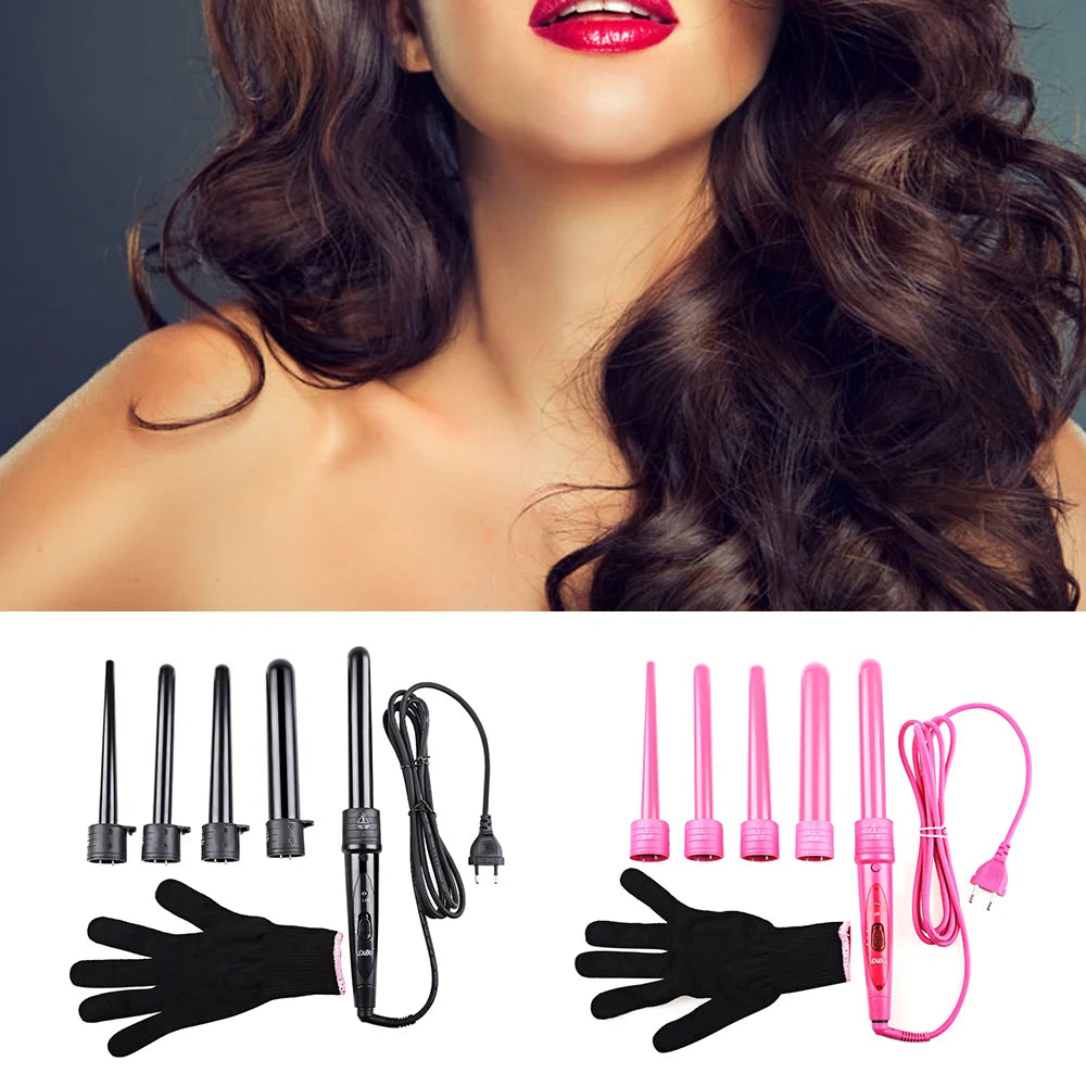 5 in 1 Hair Curling Iron Multifunctional barrel Rotating Professional salon Hair Curler