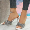 Sequin Slip Flops 2025 Summer New Style Thin Heeled High Heeled Outwear Fashion Sandals Women's Shoes 9.5CM
