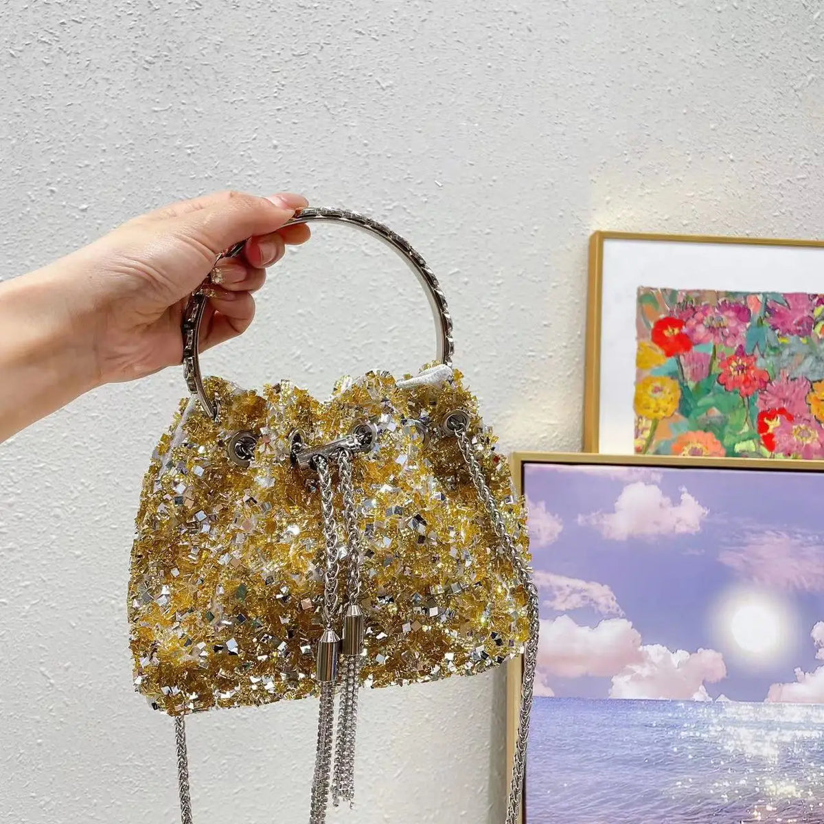 Luxury Designer Colorful Stones Evening Clutch Bag Wedding