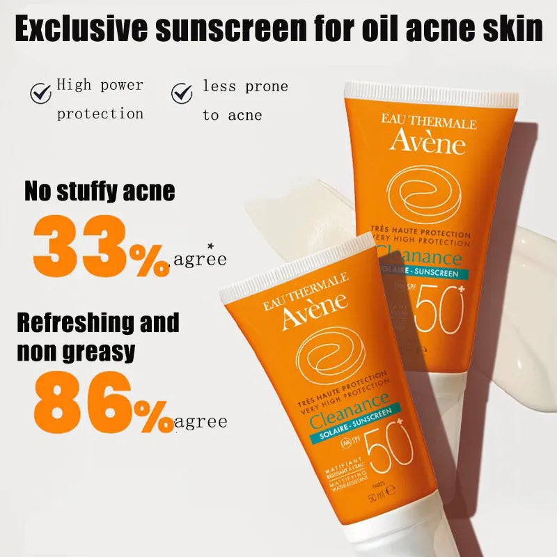 Original 50ml Avene Face Suncreen Refreshing Double Care Oil and Acne Control Sunscreen 50ml SPF50+PA++ for Oil Acne Skin