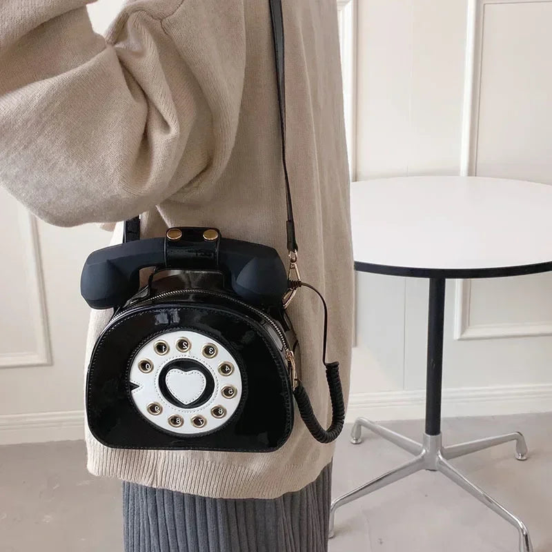 Stylish Women Telephone Shaped Crossbody PU Leather Shoulder Bag Female Casual Handbag Shopping Street School Satchel Tote Purse