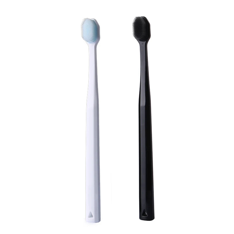 4-nanometer silicone toothbrushes Small brush head black and white Suitable for adults Soft silicone brush