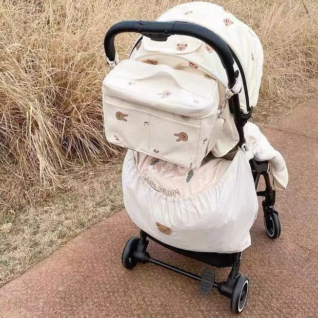 Baby stroller hanging bag multi-functional waterproof mother and baby bag stroller storage mommy outing bag portable milk sto...