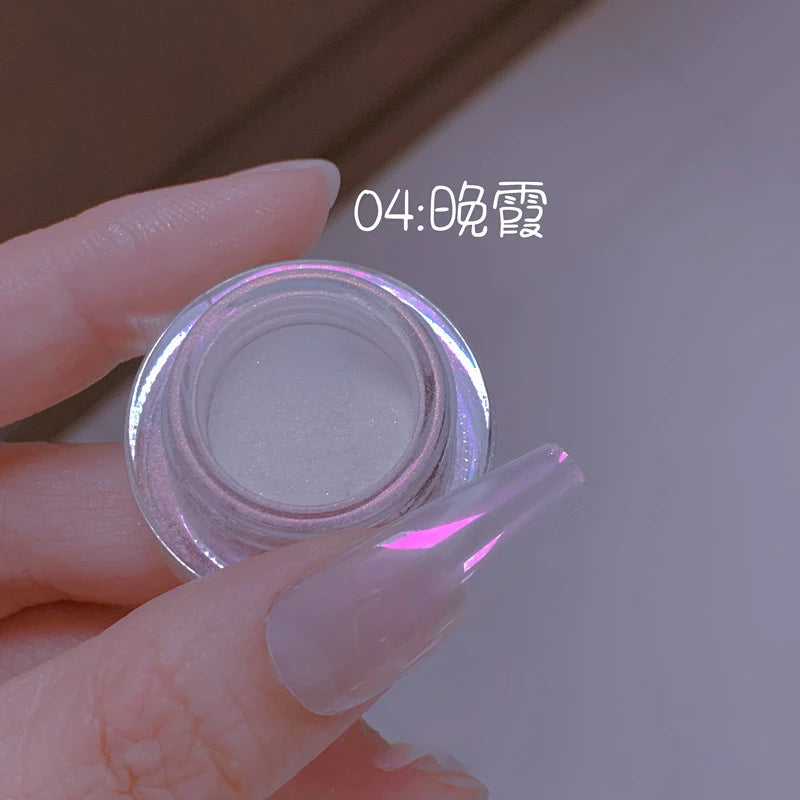 White Chrome Powder Pearl Shimmer Chrome Powder with Mirror Effect Pearl Effect Chrome Glazed Donut Nail