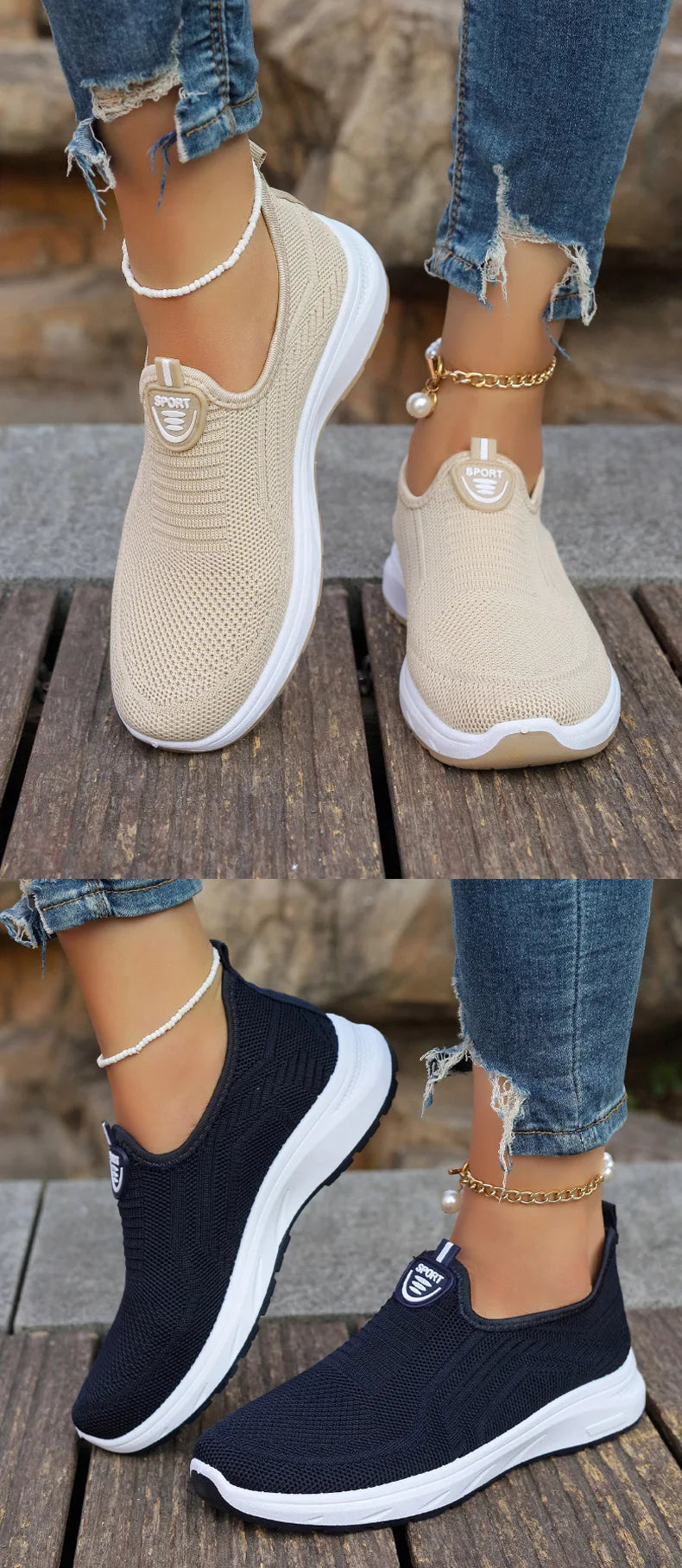 Summer New Mesh Breathable Large Size Casual Shoes for Women Soft Sole Lightweight One Step Single Shoes for Women