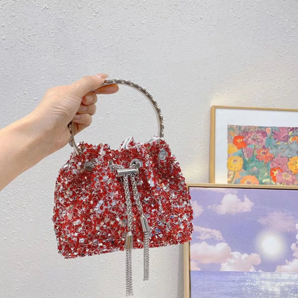 Luxury Designer Colorful Stones Evening Clutch Bag Wedding