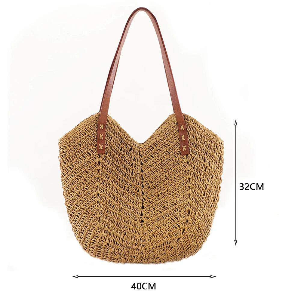 Rattan Woven Women Straw Bag Adjustable Shoulder Bag Handbag Knit Flower Summer Beach Woman Shoulder Messenger Khaki Beige Bags