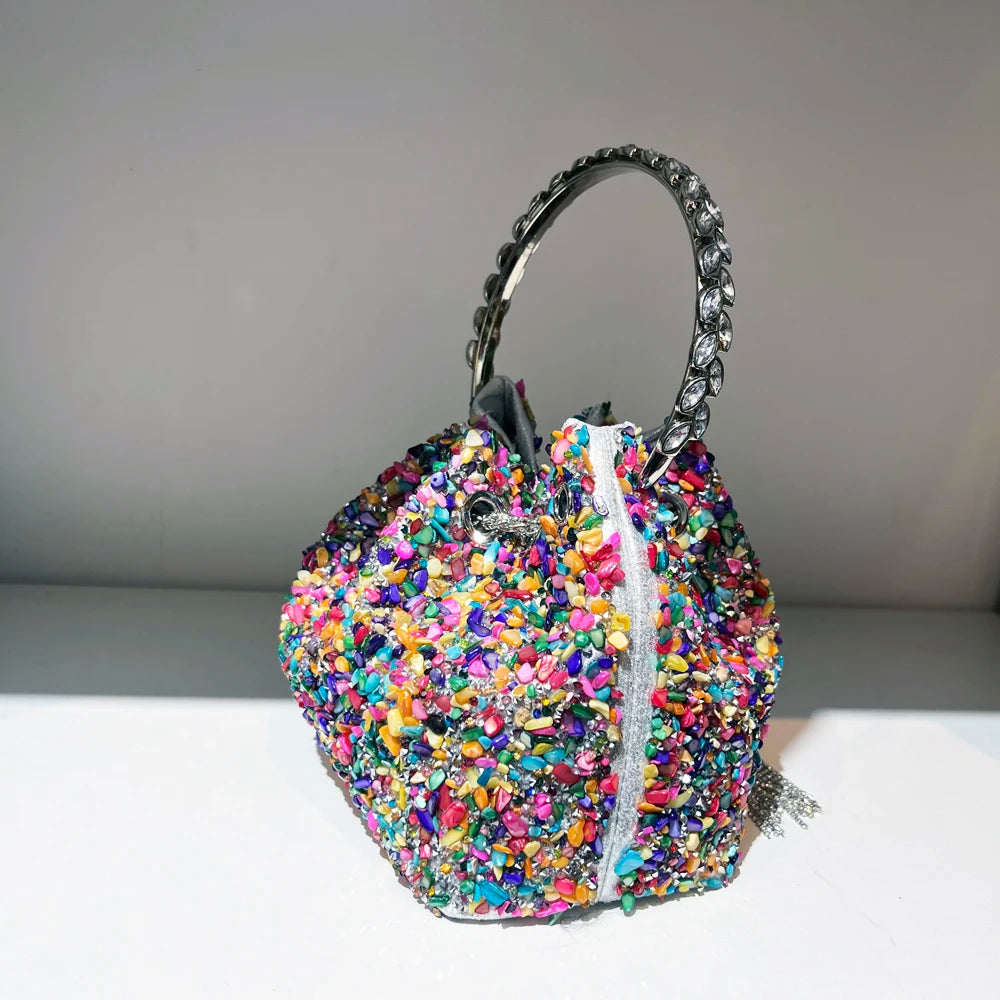 Handle Rhinestones Evening clutch Bag Purses and handbag luxury Designer shoulder bag Shiny Crystal Clutch purse bucket bag