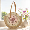 Round Casual Tote Bag with Zipper Closure