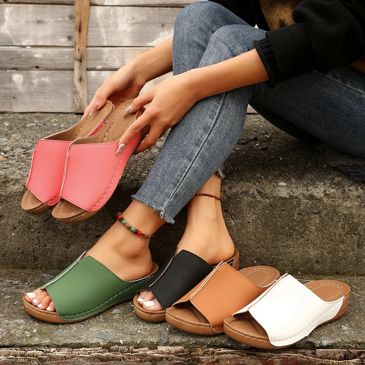 New Women's Sandals Premium Orthopedic Bunion Corrector Flats Casual Soft Sole Beach Wedge Vulcanized Shoes Zapatillas De Mujer