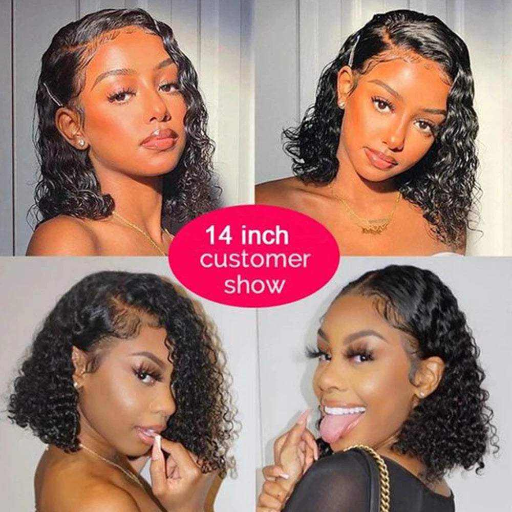 Deep Wave Frontal Wig Glueless Wig Human Hair Ready To Wear Curly Lace Front Human Hair Wig Deep Wave Wig Human Haïr Lace Wigs