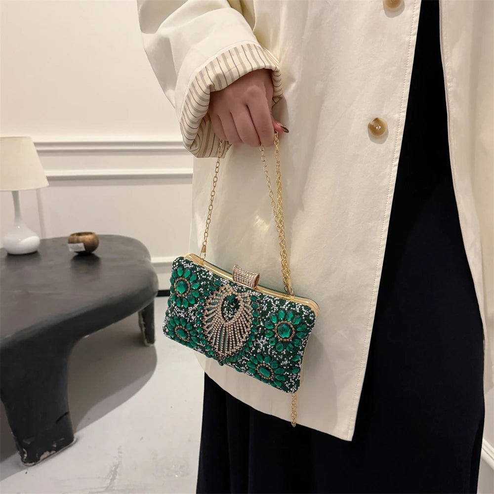 Luxury Sparking Rhinestone Evening Clutch Bags For Women Wedding Prom Dinner Party Gemstone Crossbody Bag 2024 Designer Handbags