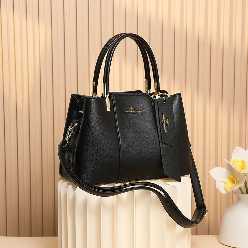 Women Luxury Top-Handle Bags 3 layer Design Fashion Print Handbag High Quality Leather Shoulder Bag Large Capacity Women Handbag