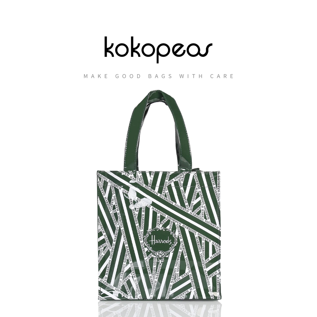 Green Striped PVC Women's Tote