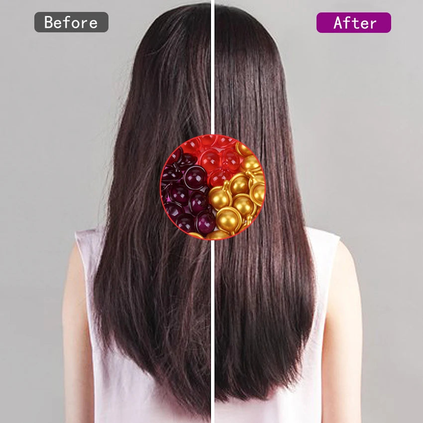 10PCS Hair Vitamin Capsule Keratin Oil Smooth Silky Hair Repair Damaged Hair Essential Oil Capsule Hair Care Serum