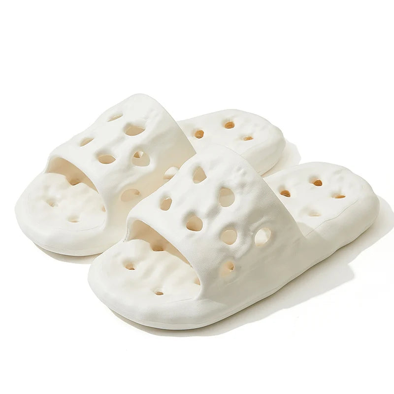 Hollow Out Bottom Bathroom Slippers Women Light Non-slip Soft Sole Home Slides Woman Solid Color Quick-drying Pool Flip Flops