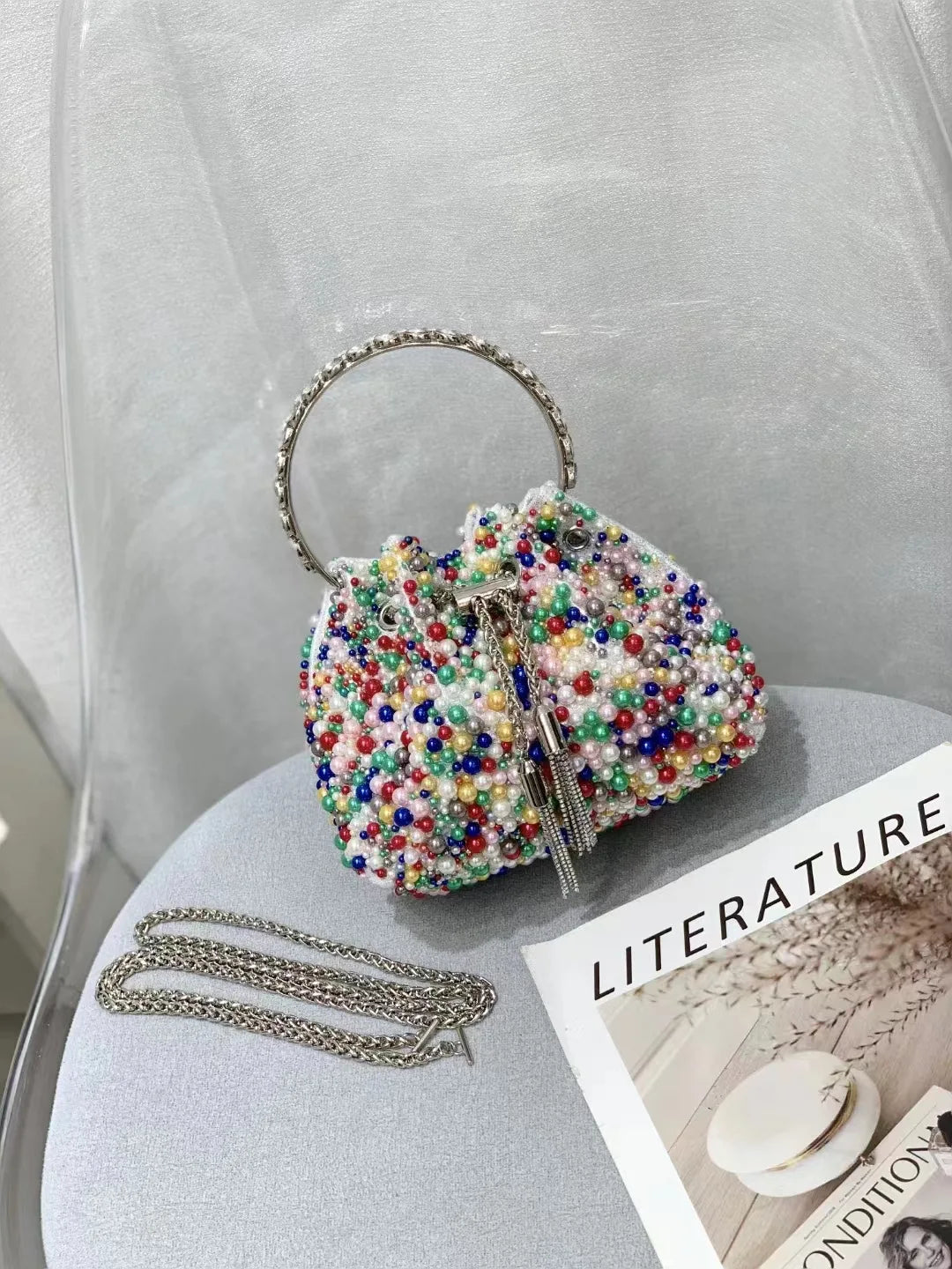 Luxury Designer Colorful Stones Evening Clutch Bag Wedding