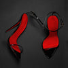European Station High Heels Sandals 12cm Pointed Toe Buckle Strap Thin Heel Sexy Fashion Shoes Red Sole Size 33-46