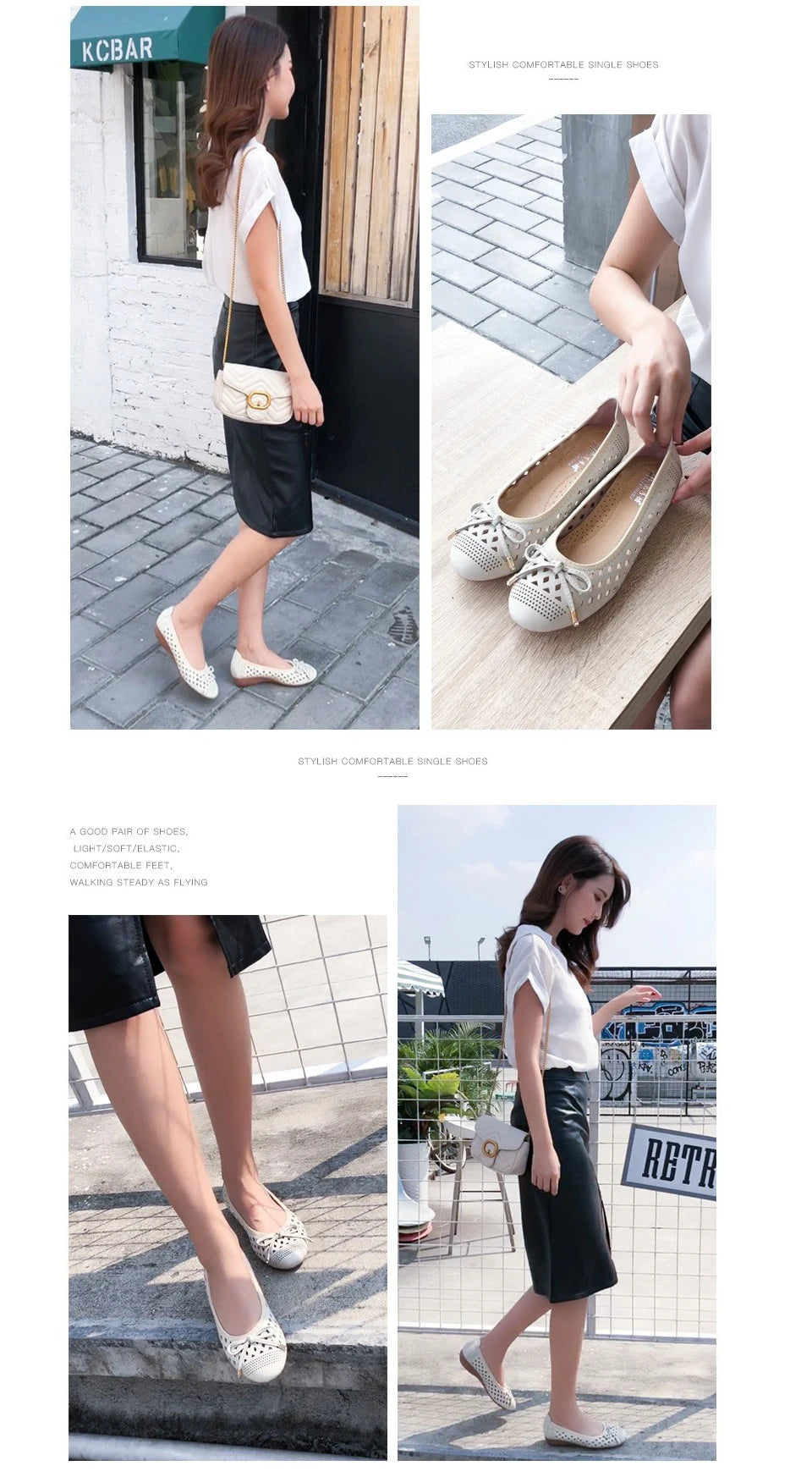 Summer Slip-on Shoes Flat Hollow Comfortable Woman Shoes Genuine Leather Soft Bottom White Breathable Mule Women's Moccasins 41