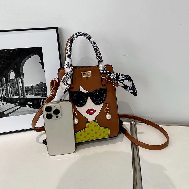 2023 Luxury Brand Hand Bags for Women High Quality PU Shoulder Bag Fashion Glasses Beauty Crossbody Bag Cute Purses and Handbags