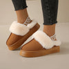 Slippers Women Winter 2024 New Fur Short Plush Warm Flats Slippers Platform Shoes Outdoor Leisure Fashion Slip-on Ladies Shoes