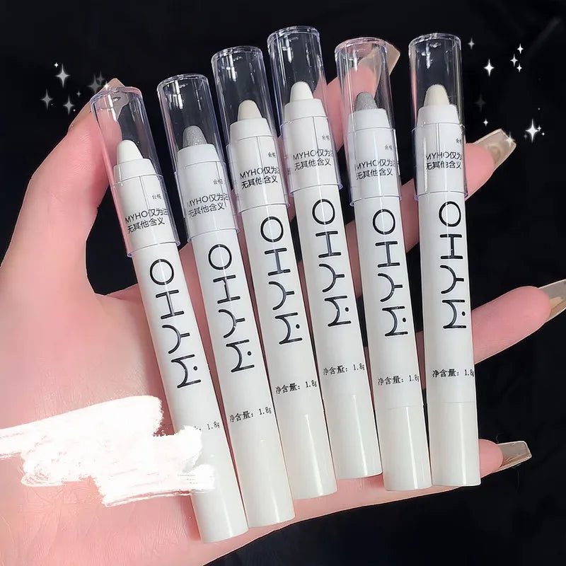 Pearlescent White Lying Silkworm Highlighter Pen Waterproof Pearl Sliver Brighten Eyes Glitter Matte Eyeshadow Stick Face Makeup