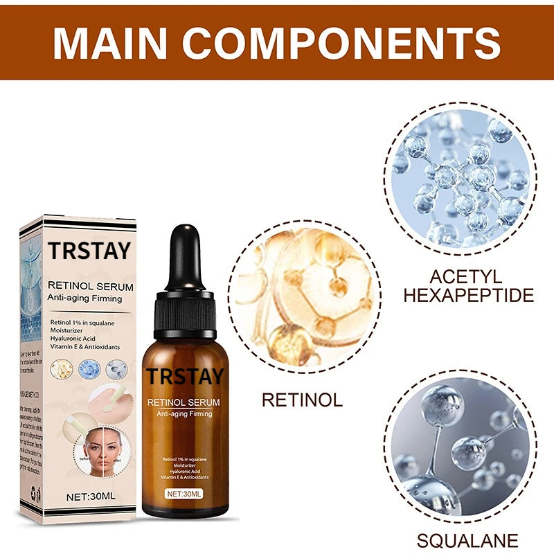 Retinol Anti Aging Removal Wrinkle Serum Firm Lift Fade Fine Lines Moisturizing Face Essence Skin Care Brighten Repair Cosmetic