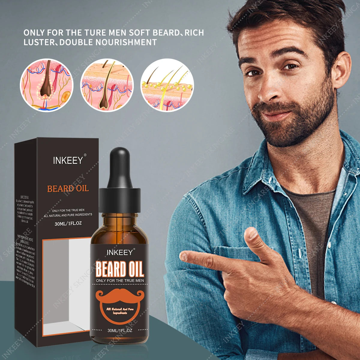 Beard Oil for Men Beard Growth Oil Conditioner Mustaches Growth Stronger Thicker Fuller Softener Faster Beard Hair Growth Oil