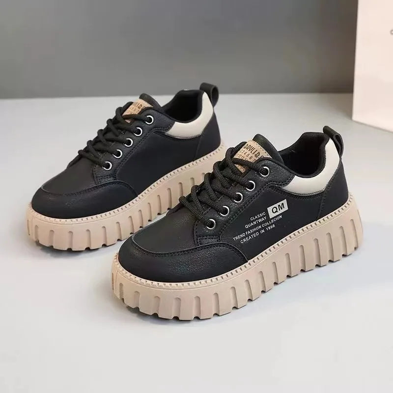 Little White Shoes 2024 Spring/Summer New Women's Casual  Versatile Thick Sole Elevated Women's Shoes Student Shoes