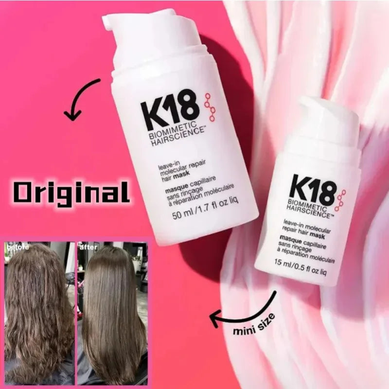 50ml K18 Original Leave-In Repair Hair Mask Treatment To Repair Dry or Damaged Hair 4 Minutes To Reverse Hair Damage Moisturize