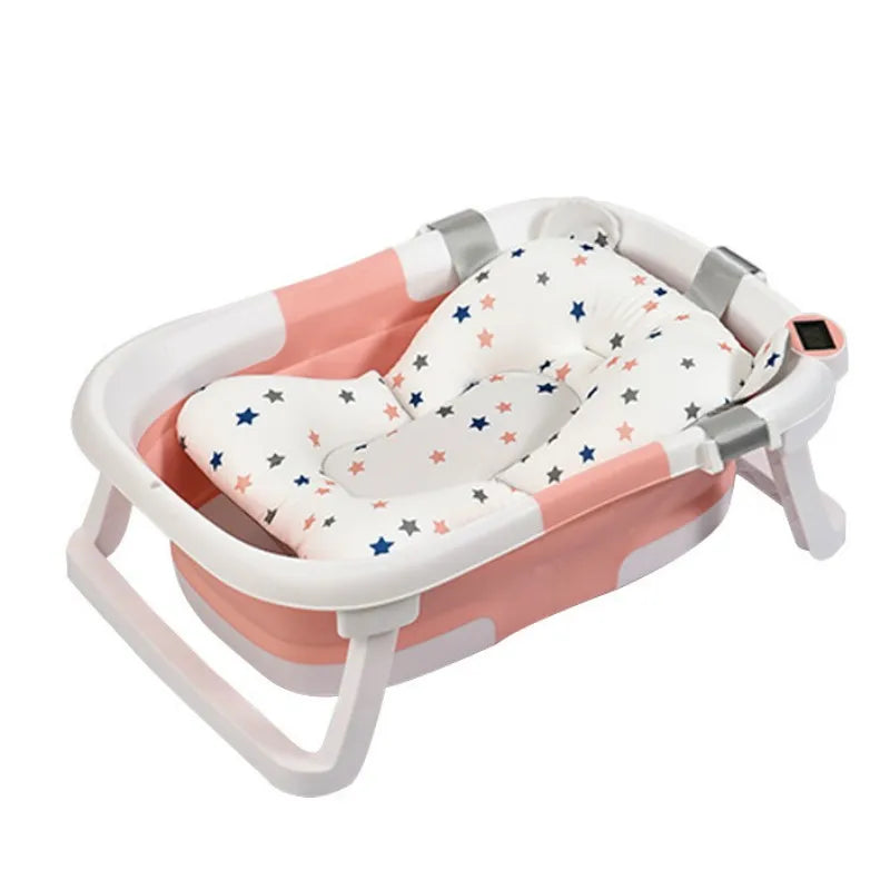 Folding Baby Bathtub Real-time Temperature Silicone Baby Take A Bath Non-Slip Bath Bucket Bathroom Basket Tub Bañera de bebé