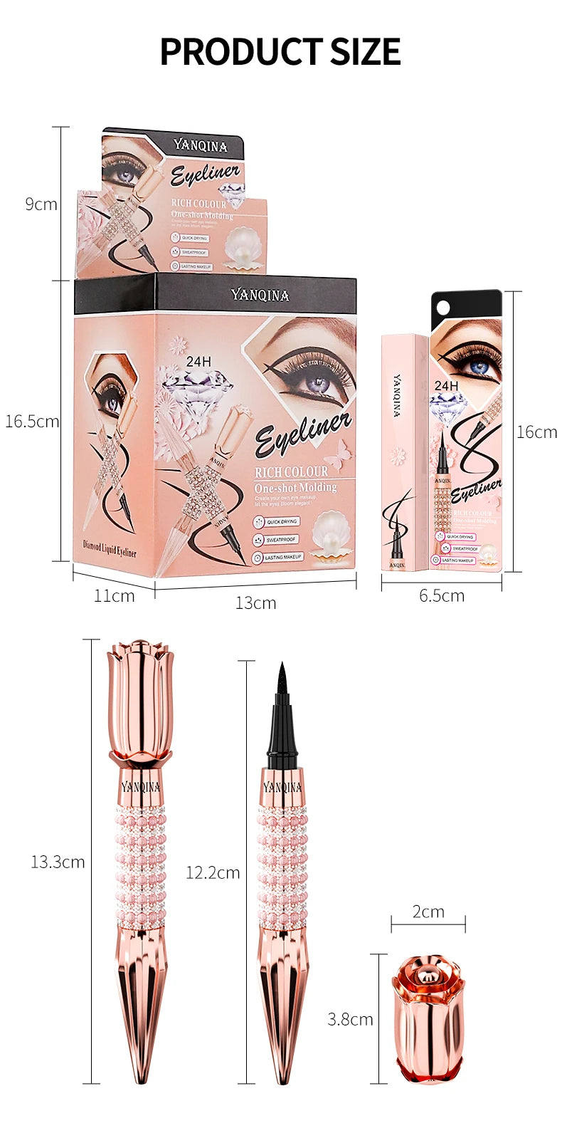 Liquid Eyeliner Pen Waterproof Black Long-Lasting Eye Liner Pencil Thick Quick-Dry Cosmetics Makeup Tool