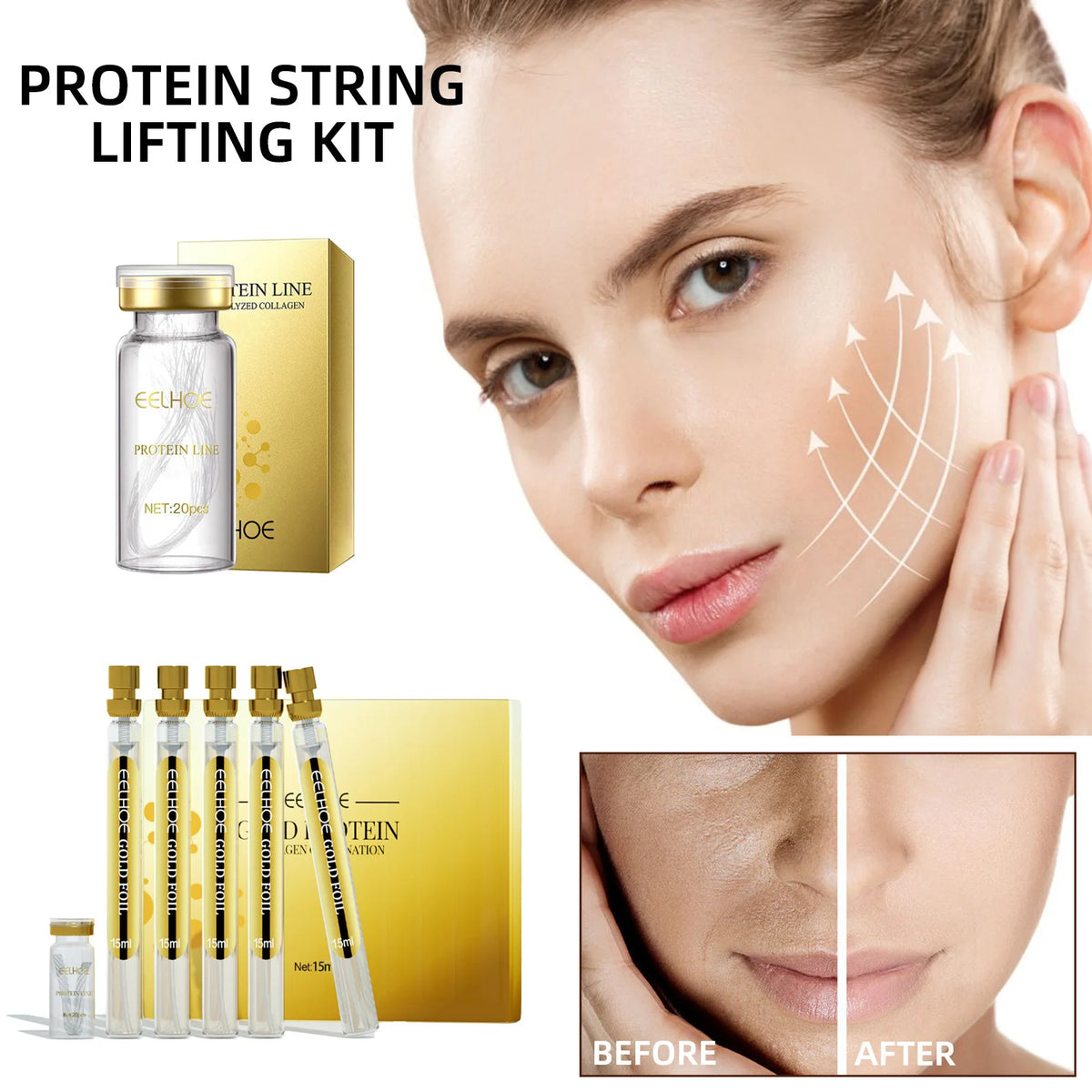 Collagen Thread Instant Lifting Wrinkle Remover Soluble Protein Threads Serum Set Absorbable Face Filler Anti-aging Skin Care