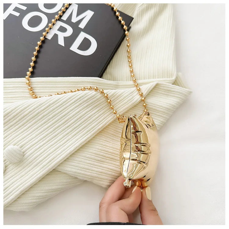 Fashion Metal Mouth Red Bag for Women High Quality Gold Shoulder Bags Designer Hollow Out Crossbody Bag Cute Dinner Bag Handbags