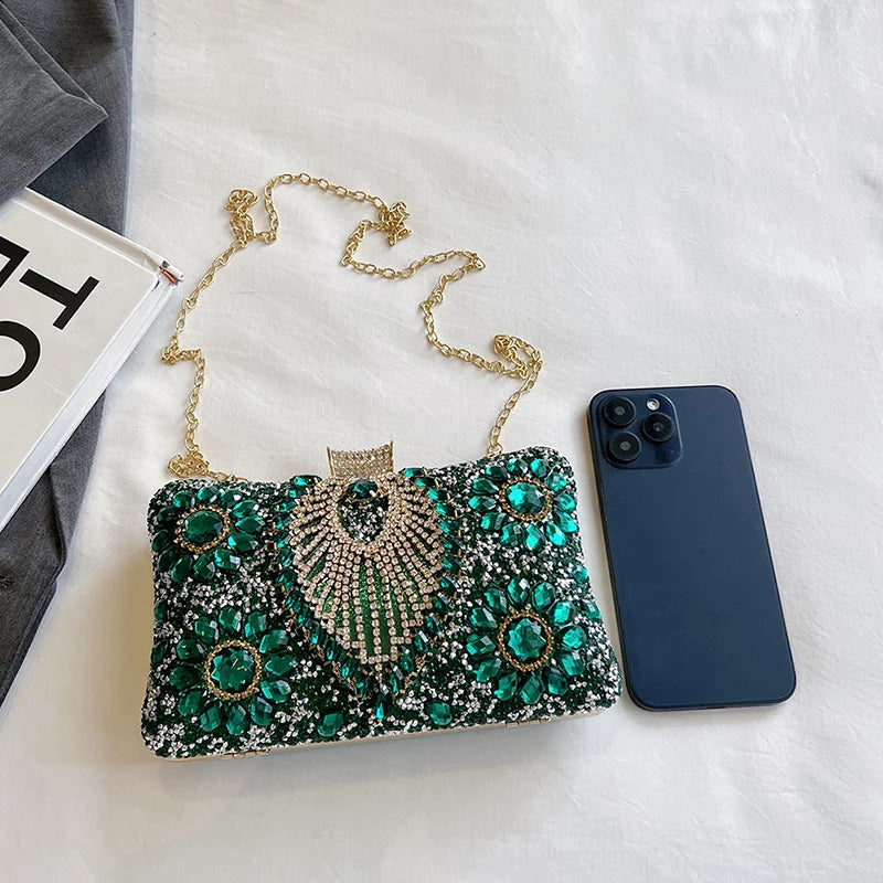 Luxury Sparking Rhinestone Evening Clutch Bags For Women Wedding Prom Dinner Party Gemstone Crossbody Bag 2024 Designer Handbags