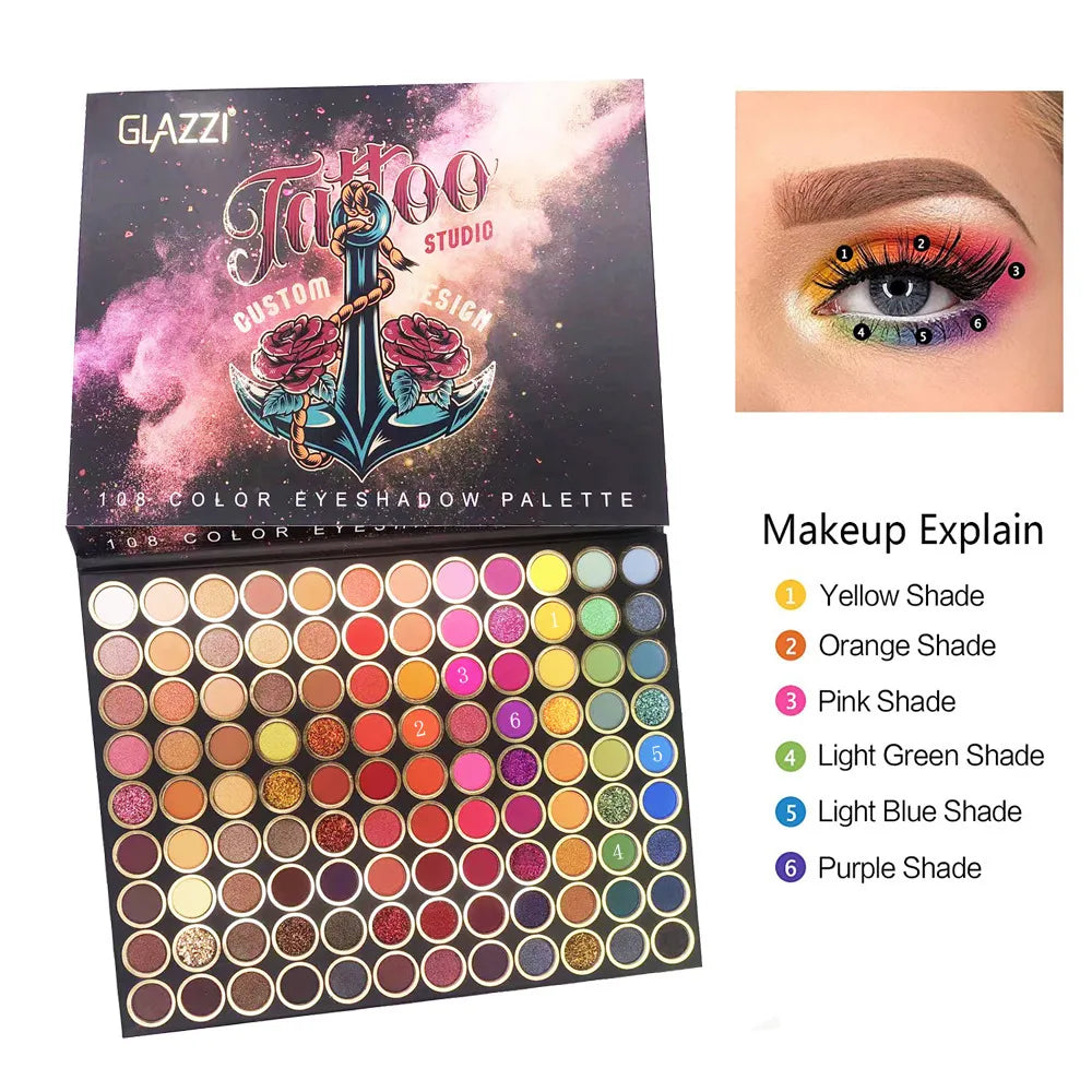 New 108 Colors Women Shimmery Matte Eyeshadow Palette Girls Professional Eye Cosmetic Long Lasting Waterproof Makeup Tools 2022