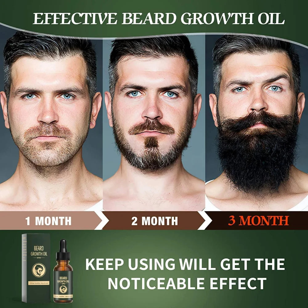 Fast Beard Growth Oil Beard Oil for Men Caffeine Natural Beard Growth Serum Promote Hair Regrowth Professional Brazilian Keratin