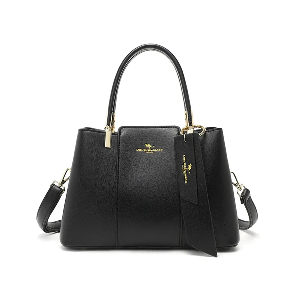 Women Luxury Top-Handle Bags 3 layer Design Fashion Print Handbag High Quality Leather Shoulder Bag Large Capacity Women Handbag