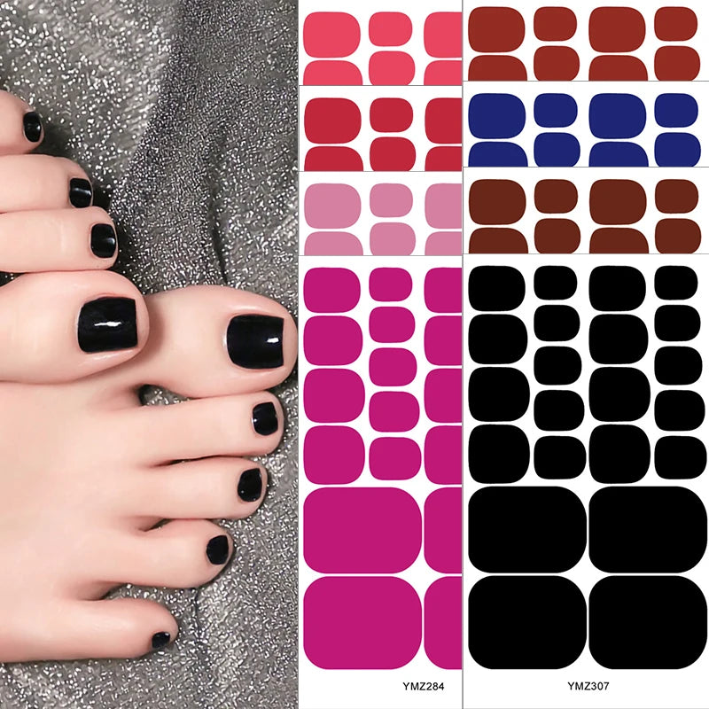 Baking Free Solid Color Toenail Stickers Show Whiteness Waterproof Simple Fashion Nail Stickers Manicure Decals