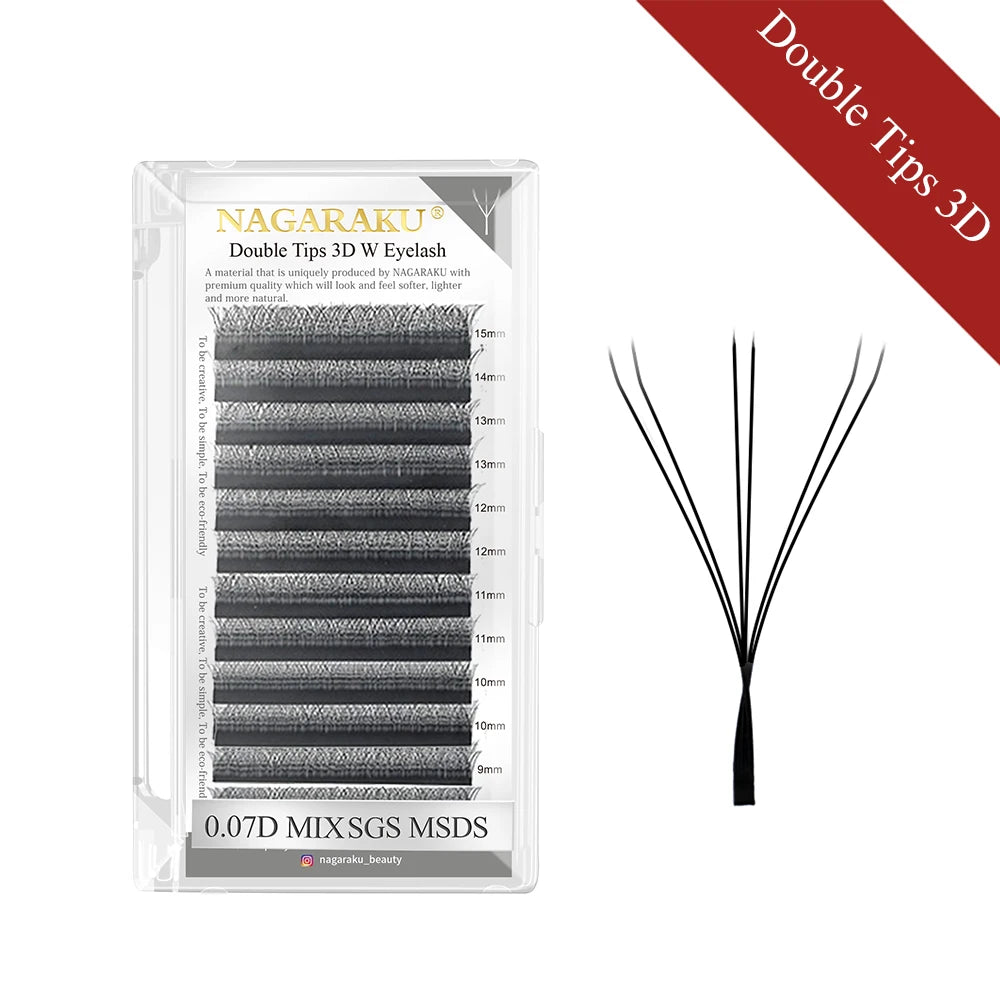 NAGARAKU Automatic Flowering W Shape  Bloom 3D 4D 5D 6D Premade Fans Speed Eyelash Extensions Natural Soft Light  Full Dense