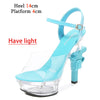 Voesnees Ultra-heeled Sandals LED Glowing Platform Women Shoes  Sexy Rhinestones Pistol High Heels Female Stiletto Wedding Shoes