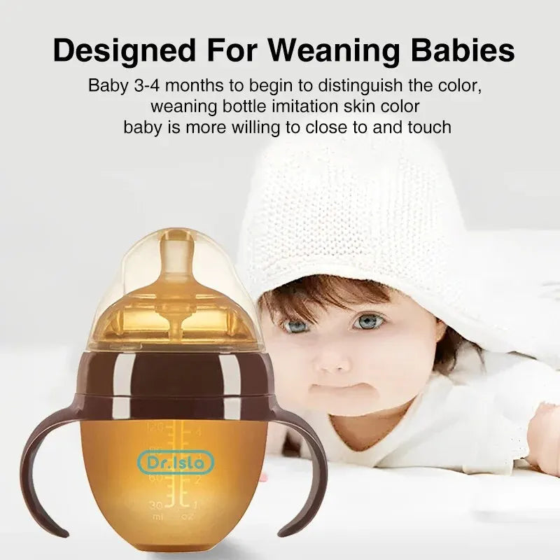 Dr.isla Silicone Baby Bottle Nano Silver Antibacterial Baby Weaning Anti-Choking Nipple Bottle Baby Bottle 150ml/250ml BPA Free