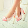 KNCOKAR 2022 new fashion sweet bow color matching thick heel high heels large size women's shoes 34-43