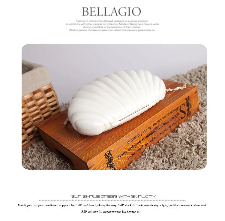 White Acrylic Seashell Shape Women's Handbags Party Fashion Chain Wedding Evening Bag Lady Purses Shell Shoulder Crossbody bag
