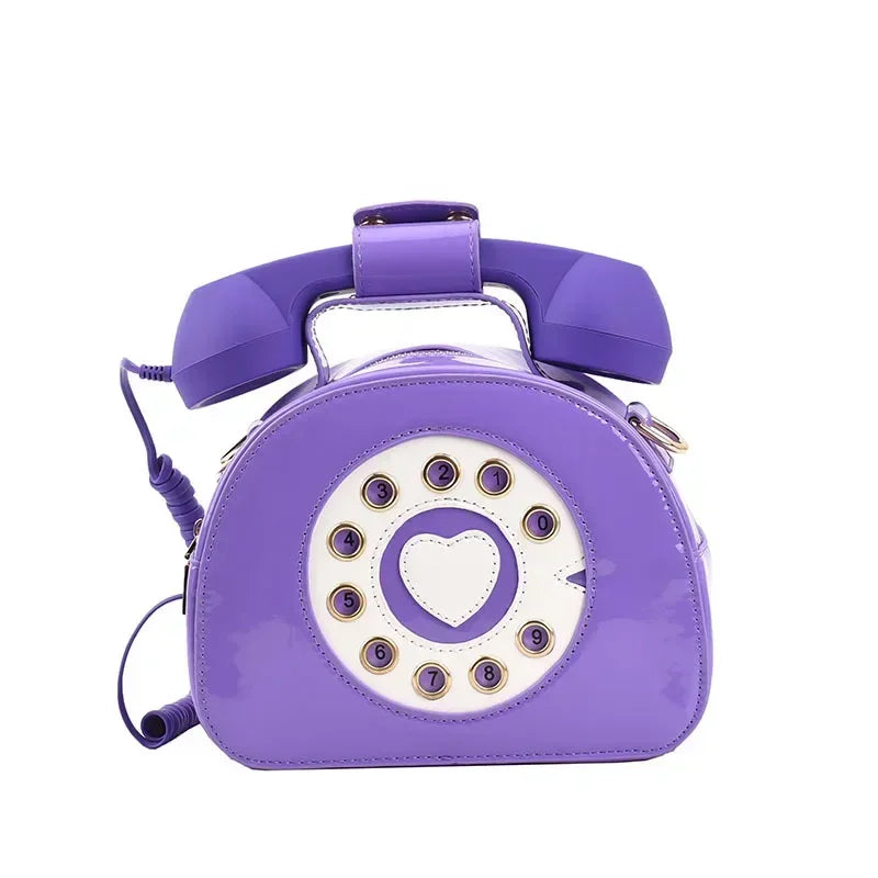 Stylish Women Telephone Shaped Crossbody PU Leather Shoulder Bag Female Casual Handbag Shopping Street School Satchel Tote Purse