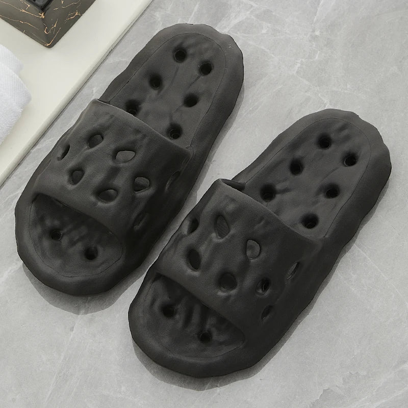 Hollow Out Bottom Bathroom Slippers Women Light Non-slip Soft Sole Home Slides Woman Solid Color Quick-drying Pool Flip Flops