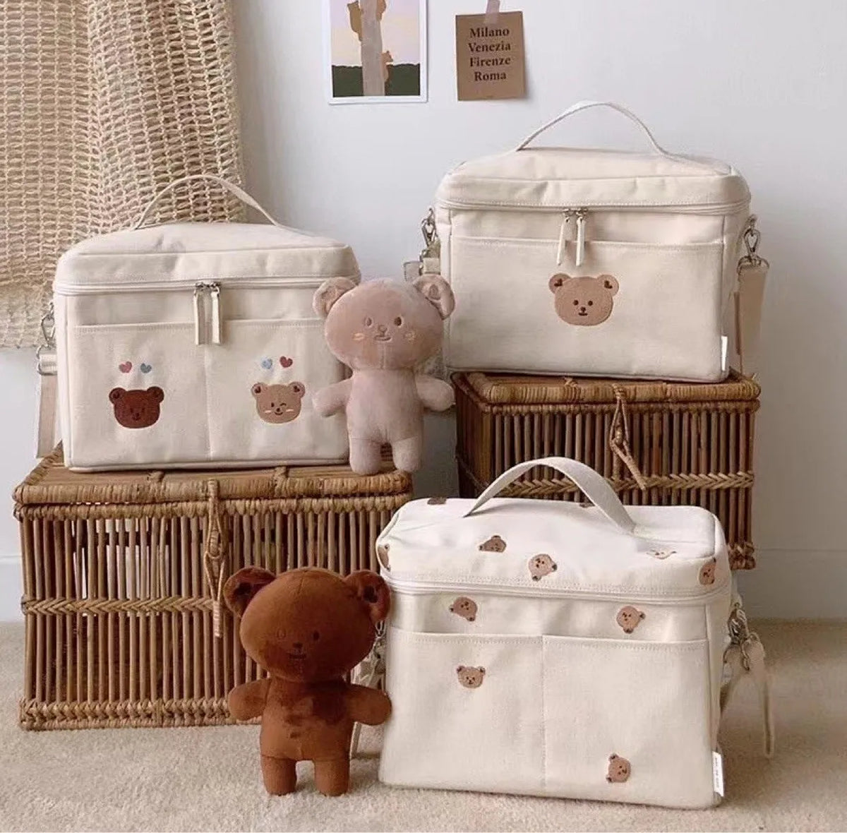 Baby stroller hanging bag multi-functional waterproof mother and baby bag stroller storage mommy outing bag portable milk sto...