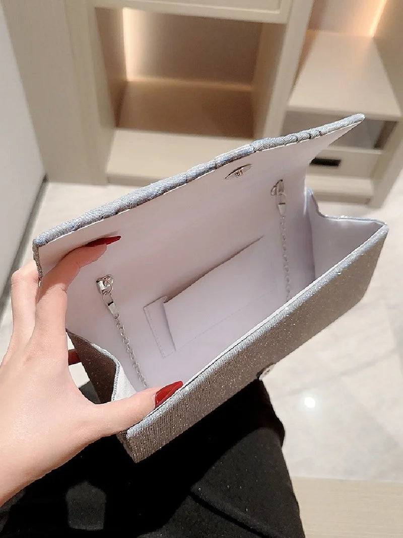 Upgrade Rhinestone Evening Bag Silver Purse Sparkly Diamond Silver Clutch Purses for Women Party Club Wedding