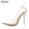 Eilyken Clear PVC Transparent Pumps Sandals Perspex Stilettos High Heels Pointed Toe Womens Nightclub Zapatillas De Mujer