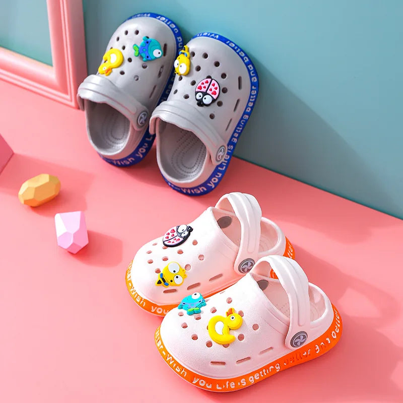 Summer Sandals Kids Mules Baby Boys Girls Cartoon Baby Sandals Flat Heels Solid Cartoon Slippers Children Garden Shoes Sandals